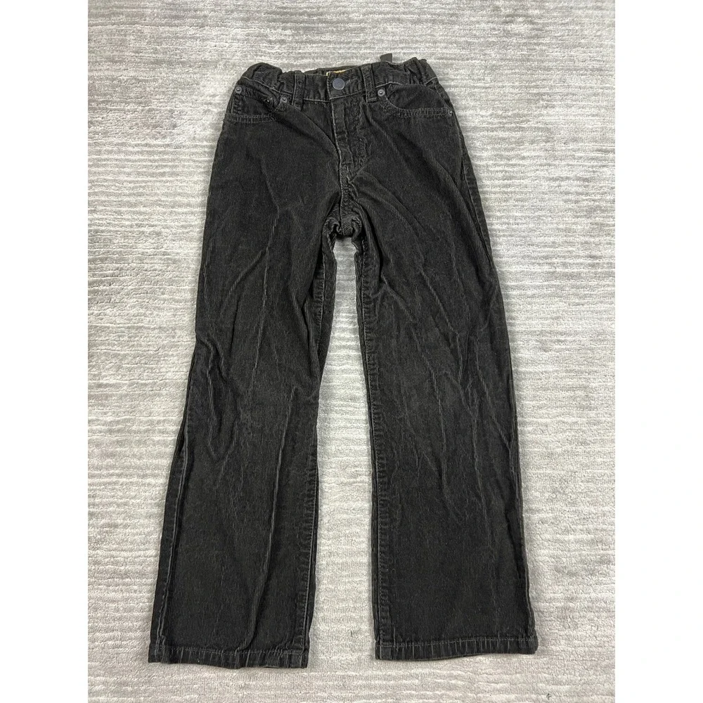 Old Navy Pants Boys 8 Slim Gray Corduroy Straight Leg Adjustable Waist Cotton